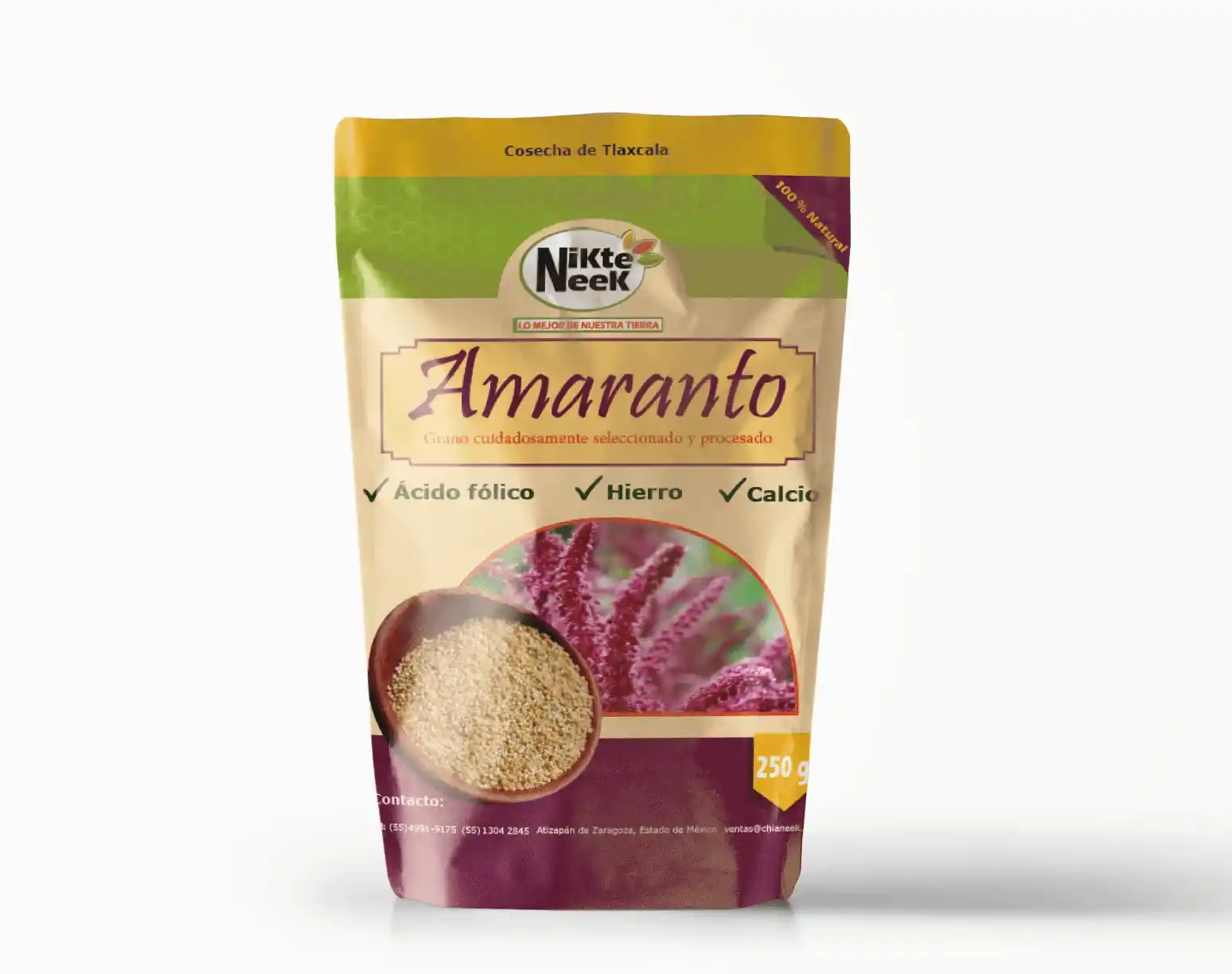 Diseño final de bolsa de amaranto Nikte Neek