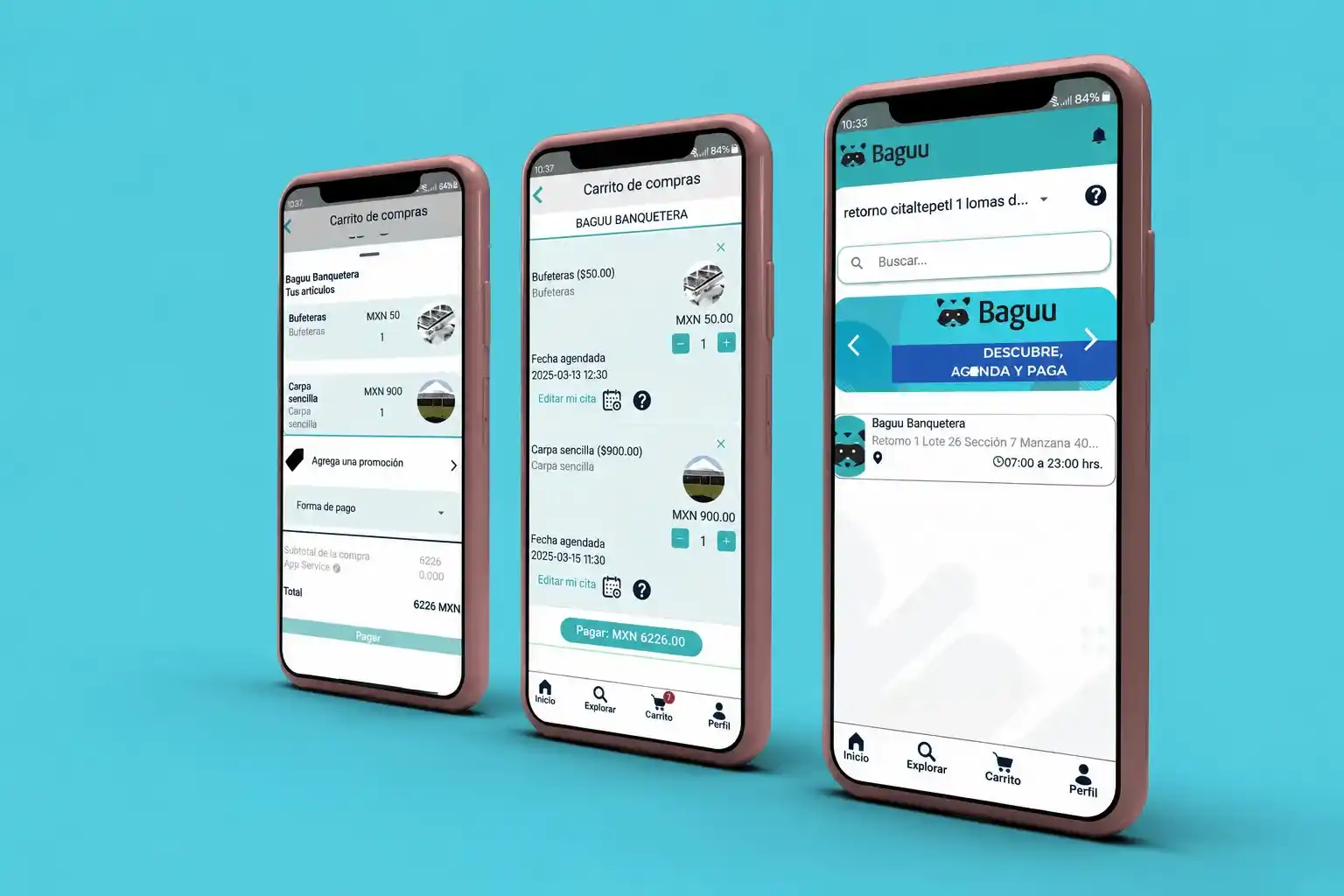 Interfaces móviles del proyecto Baguu