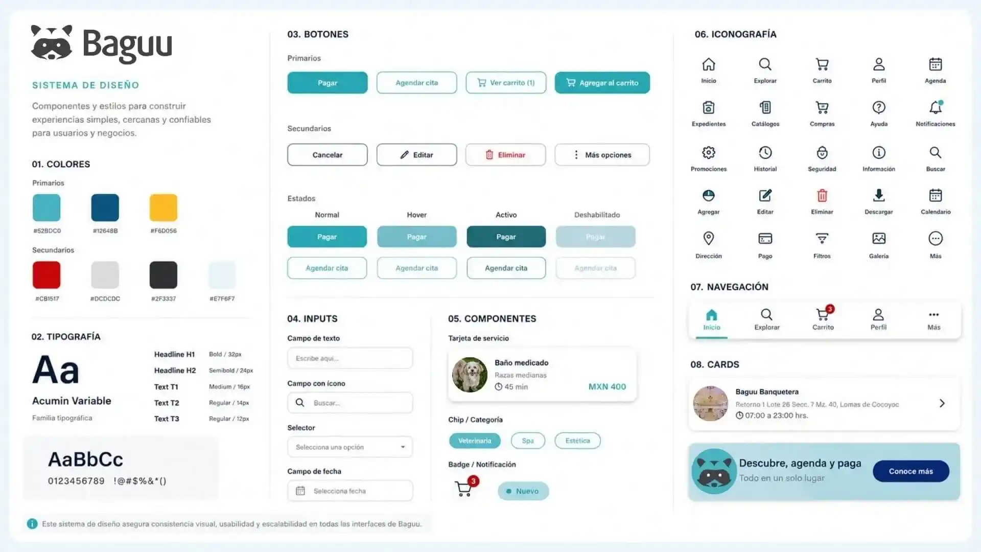 Sistema de diseño UI de Baguu