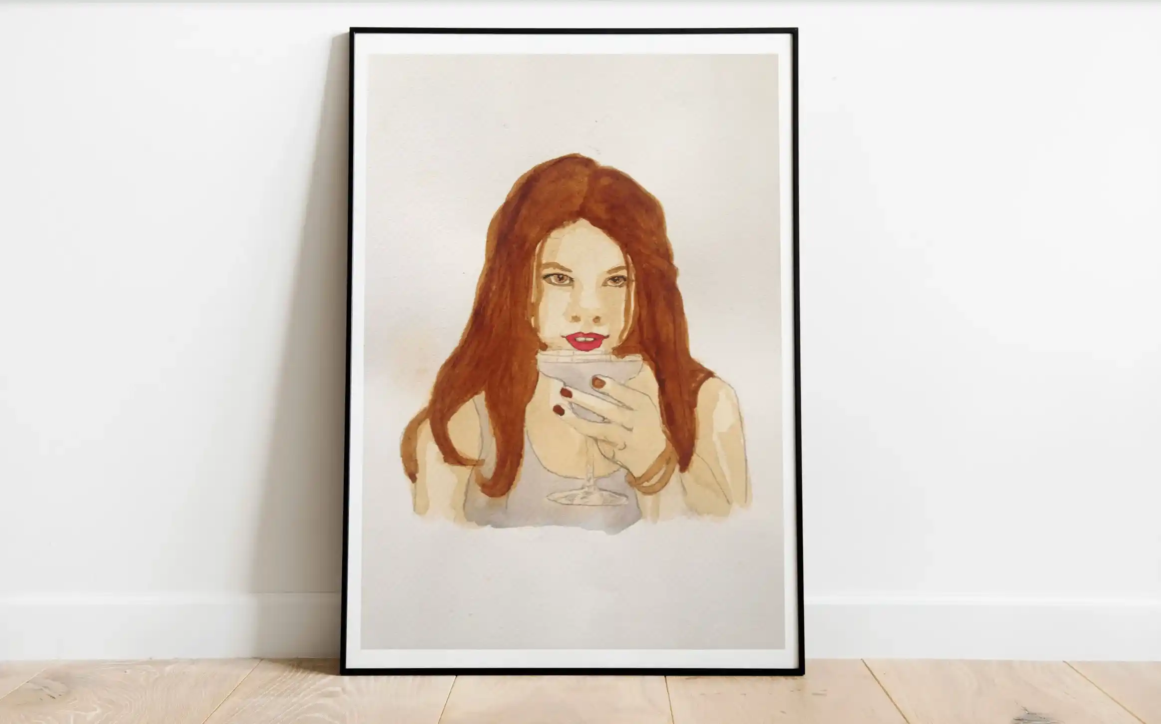 Retrato ilustrado con café
