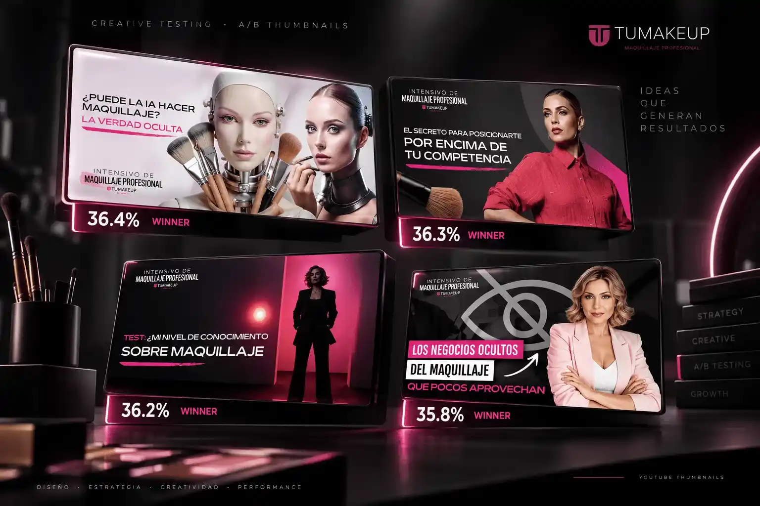 Miniaturas ganadoras desarrolladas para TuMakeup